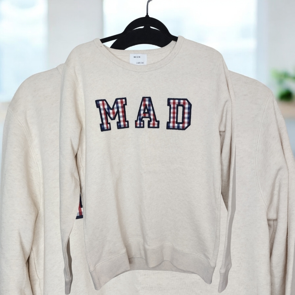 Maison Labiche  MAD Plaid Letters Sweatshirt L